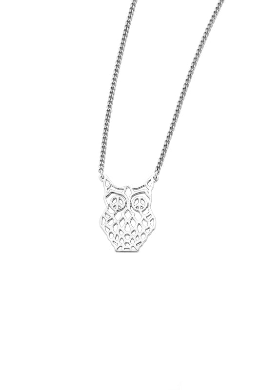Filigree Owl Necklace Silver
