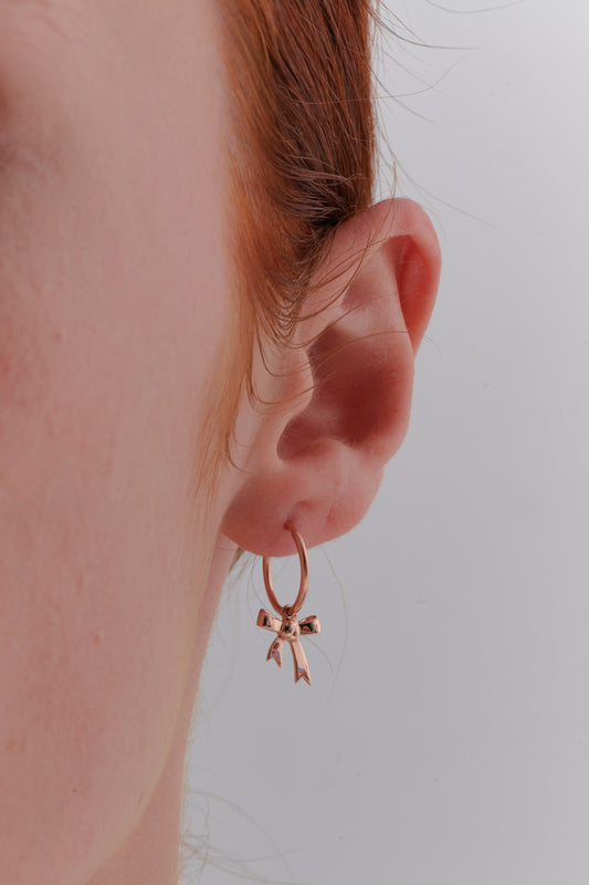 Bow Hoop Earrings Rose Gold