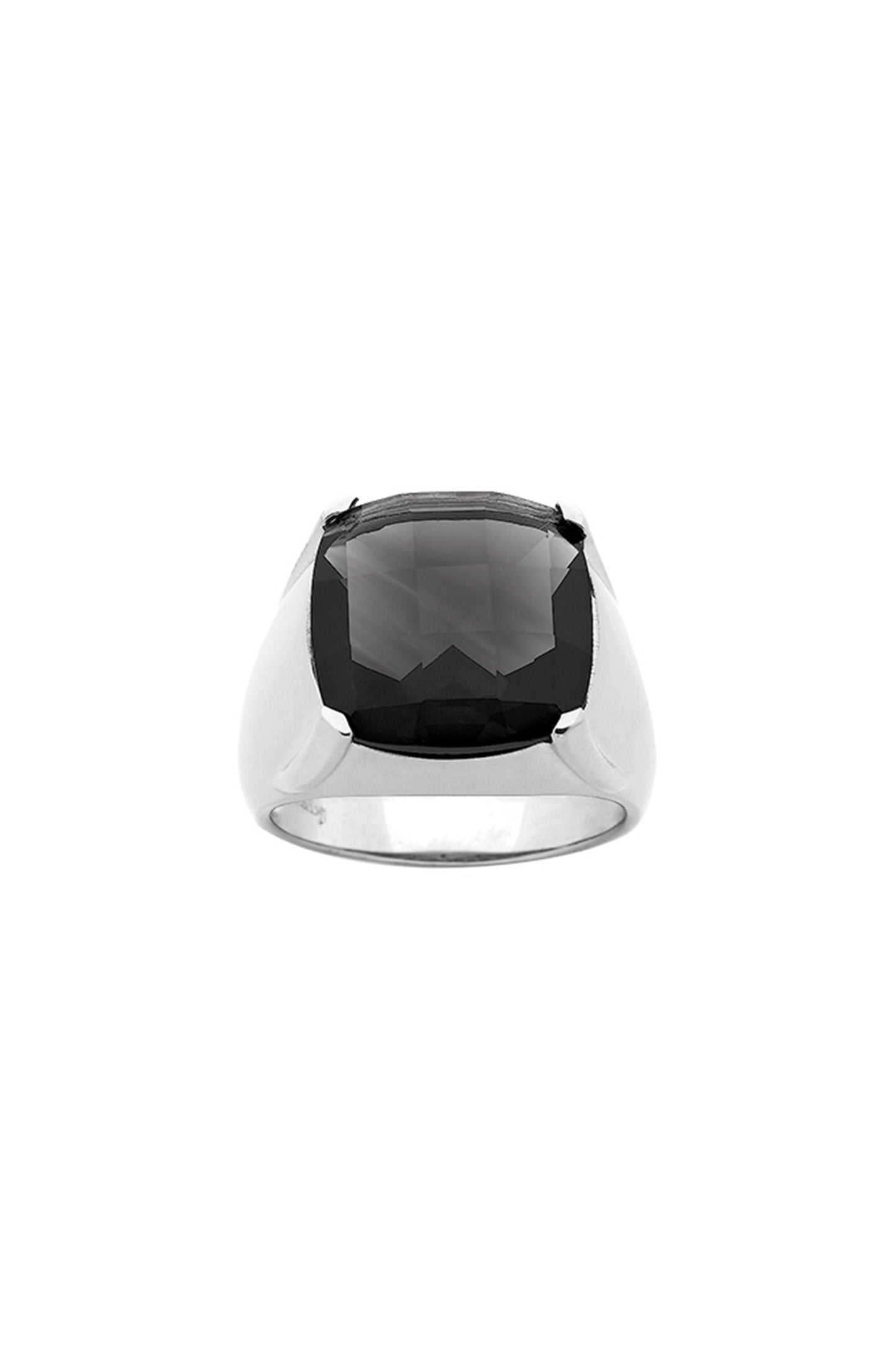 Chequerboard Ring 14mm Silver & Onyx