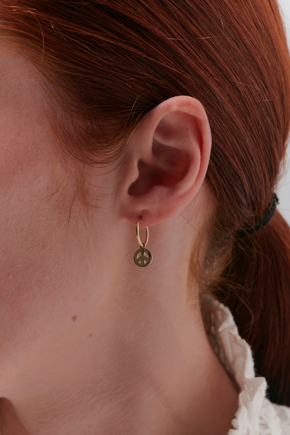 Peace Hoop Earrings Gold