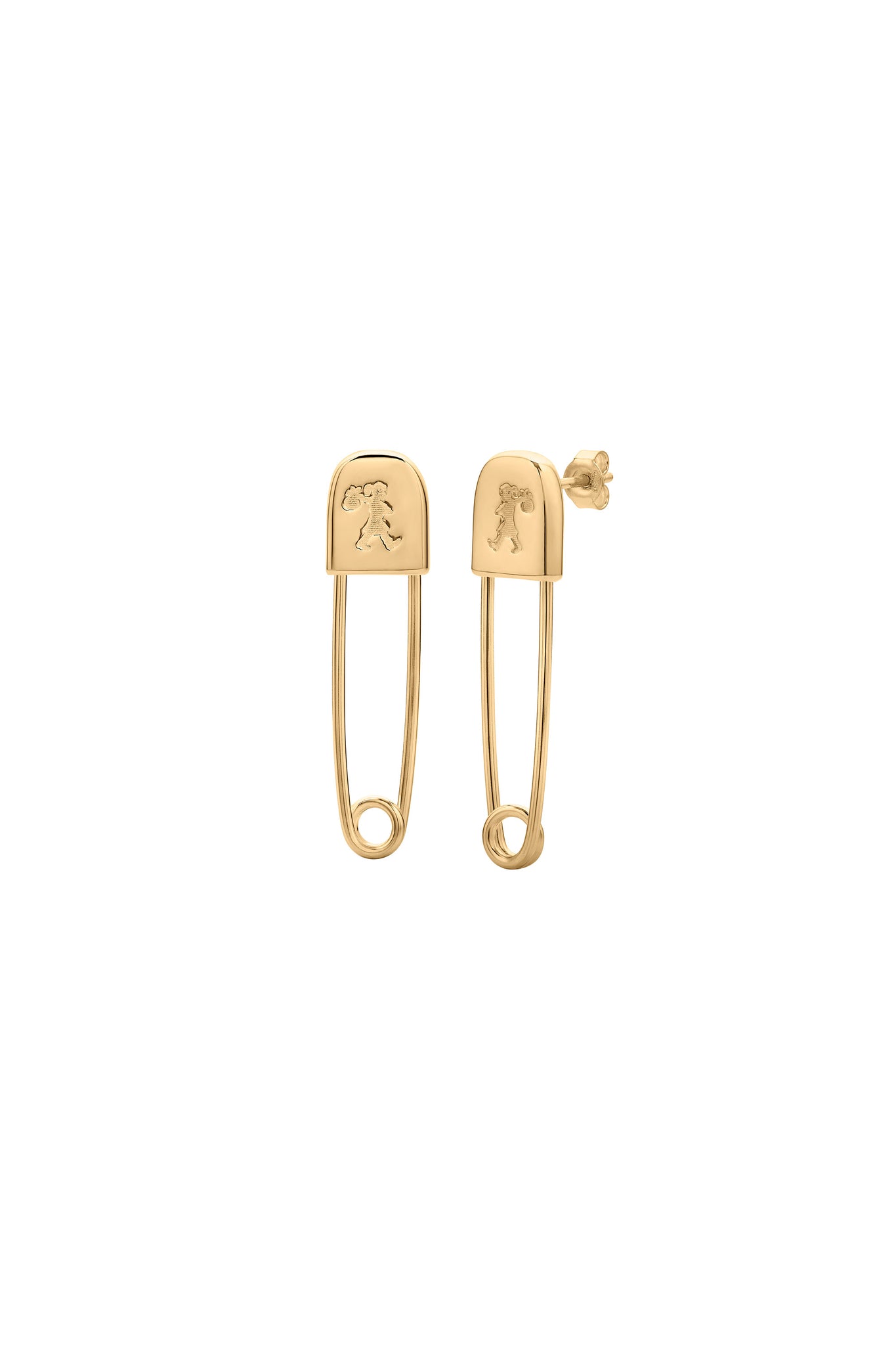 Runaway Safety Pin Studs Gold