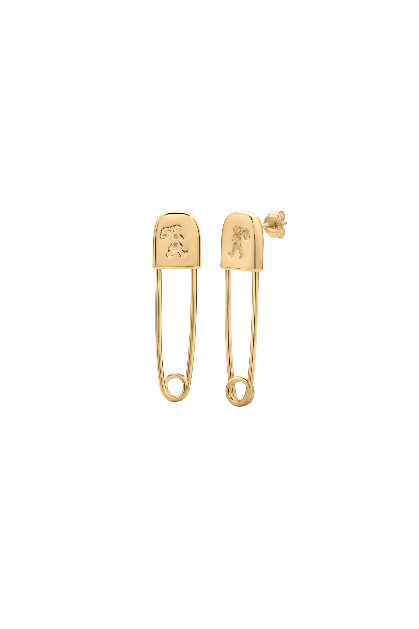 Runaway Safety Pin Studs Gold