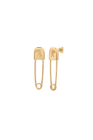 Runaway Safety Pin Studs Gold