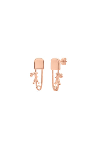 Mini Runaway Safety Pin Studs Rose Gold