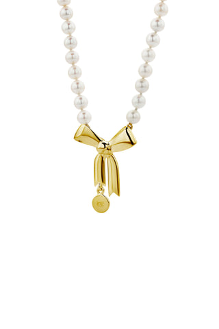 Bow & Pearls Necklace with Freshwater Pearls Gold