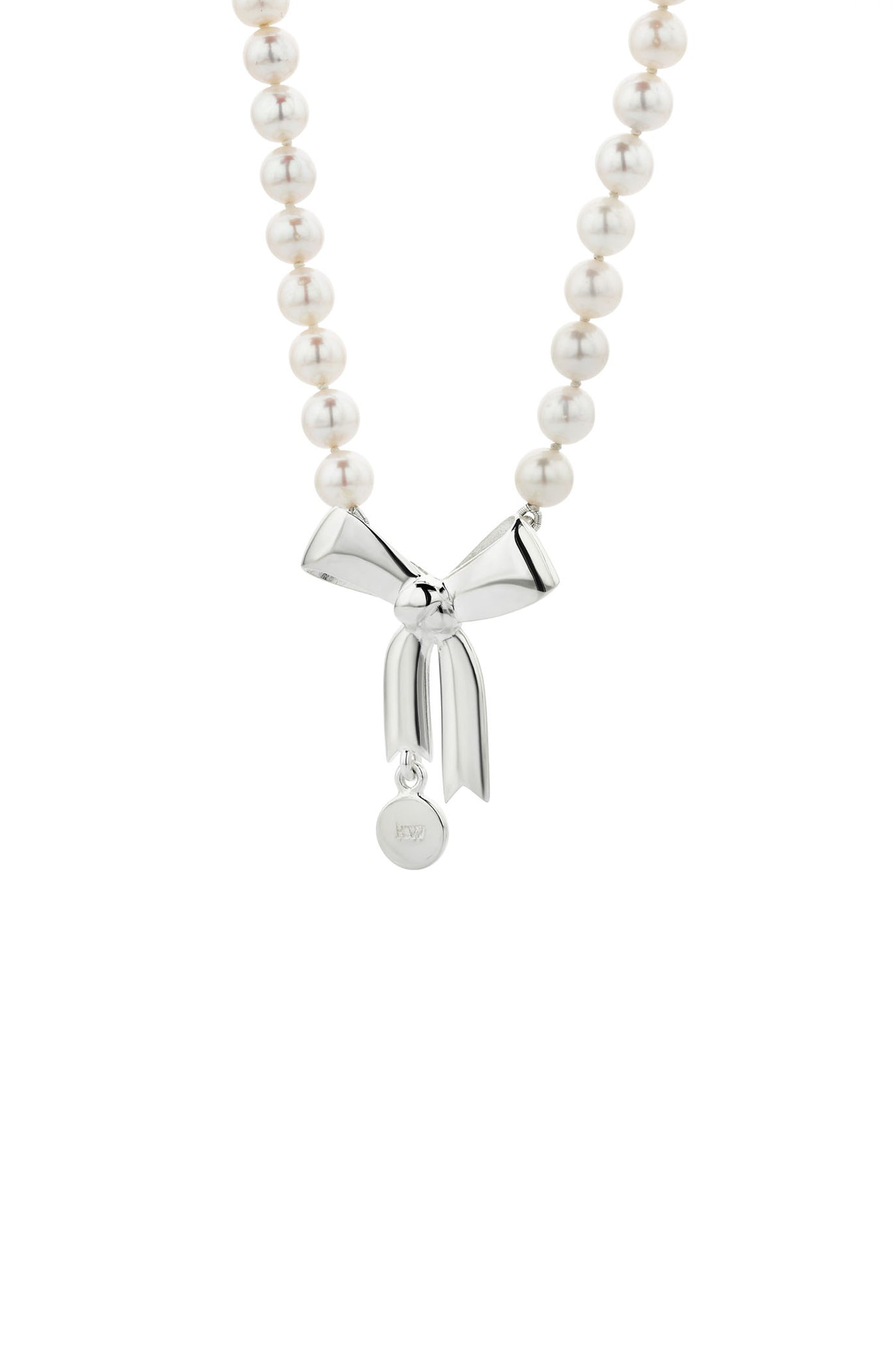 Bow & Pearls Necklace with Freshwater Pearls Silver