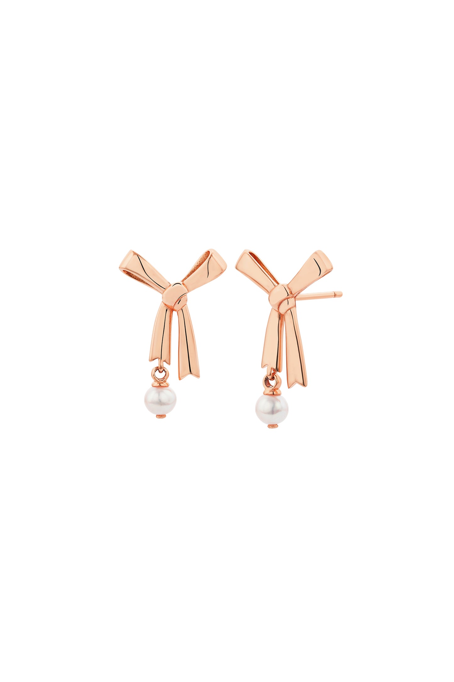 Pearl Bow Studs Rose Gold