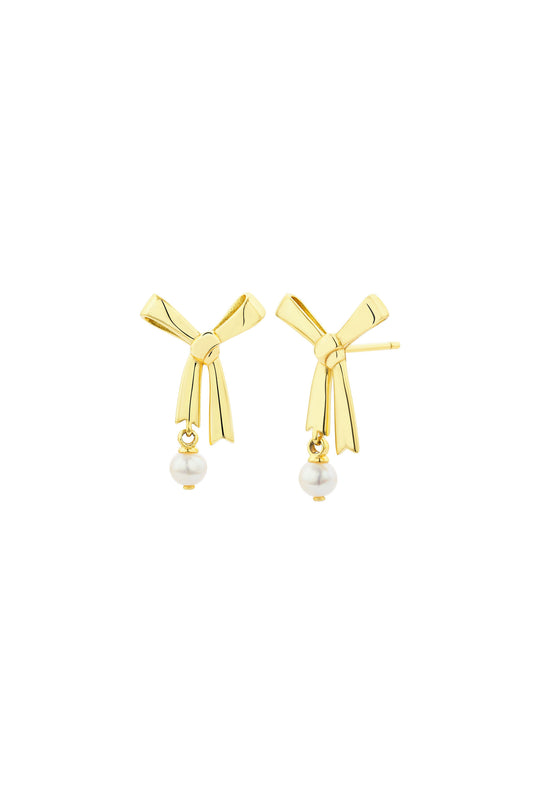 Pearl Bow Studs Gold