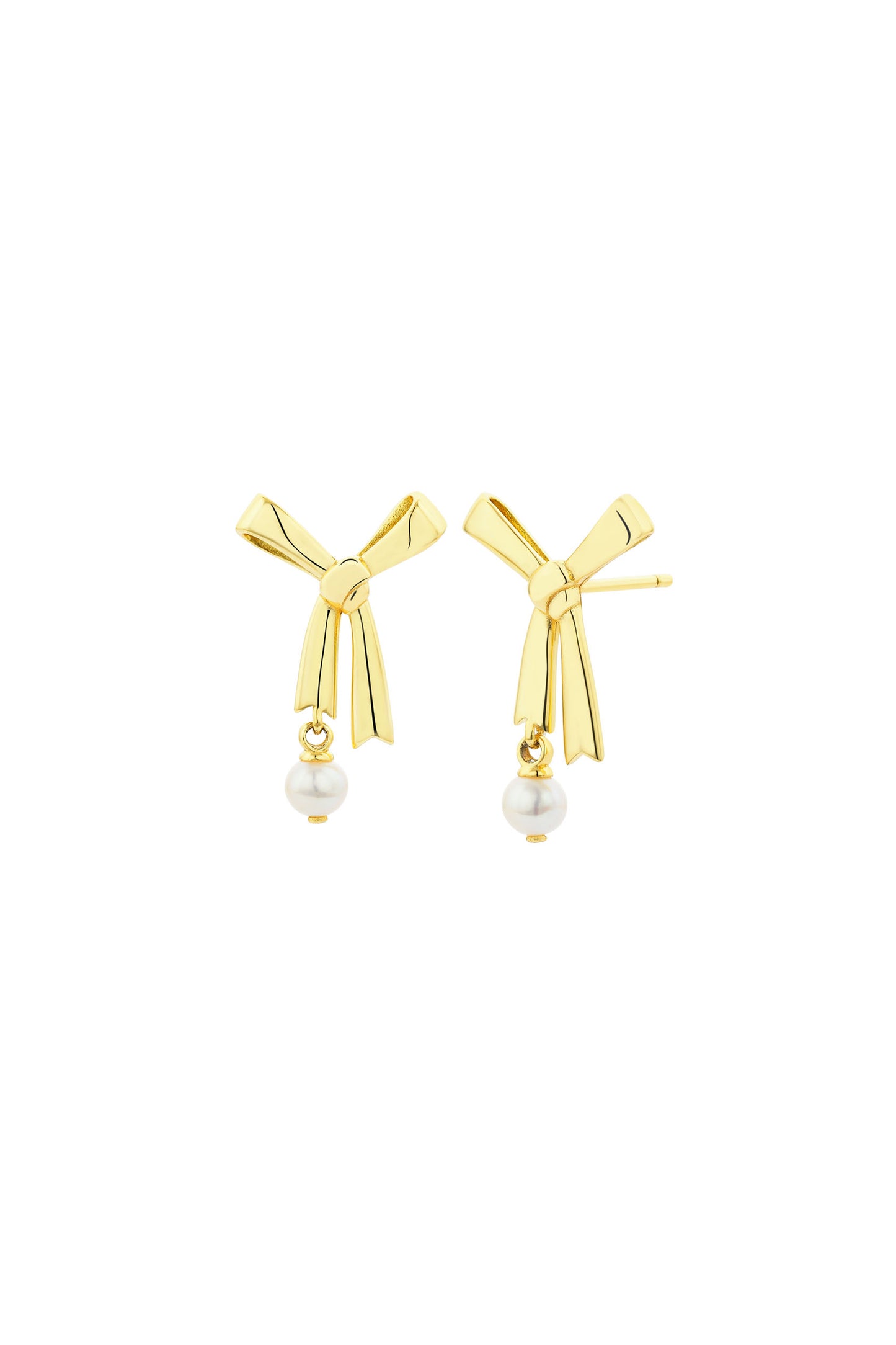 Pearl Bow Studs Gold-Plated