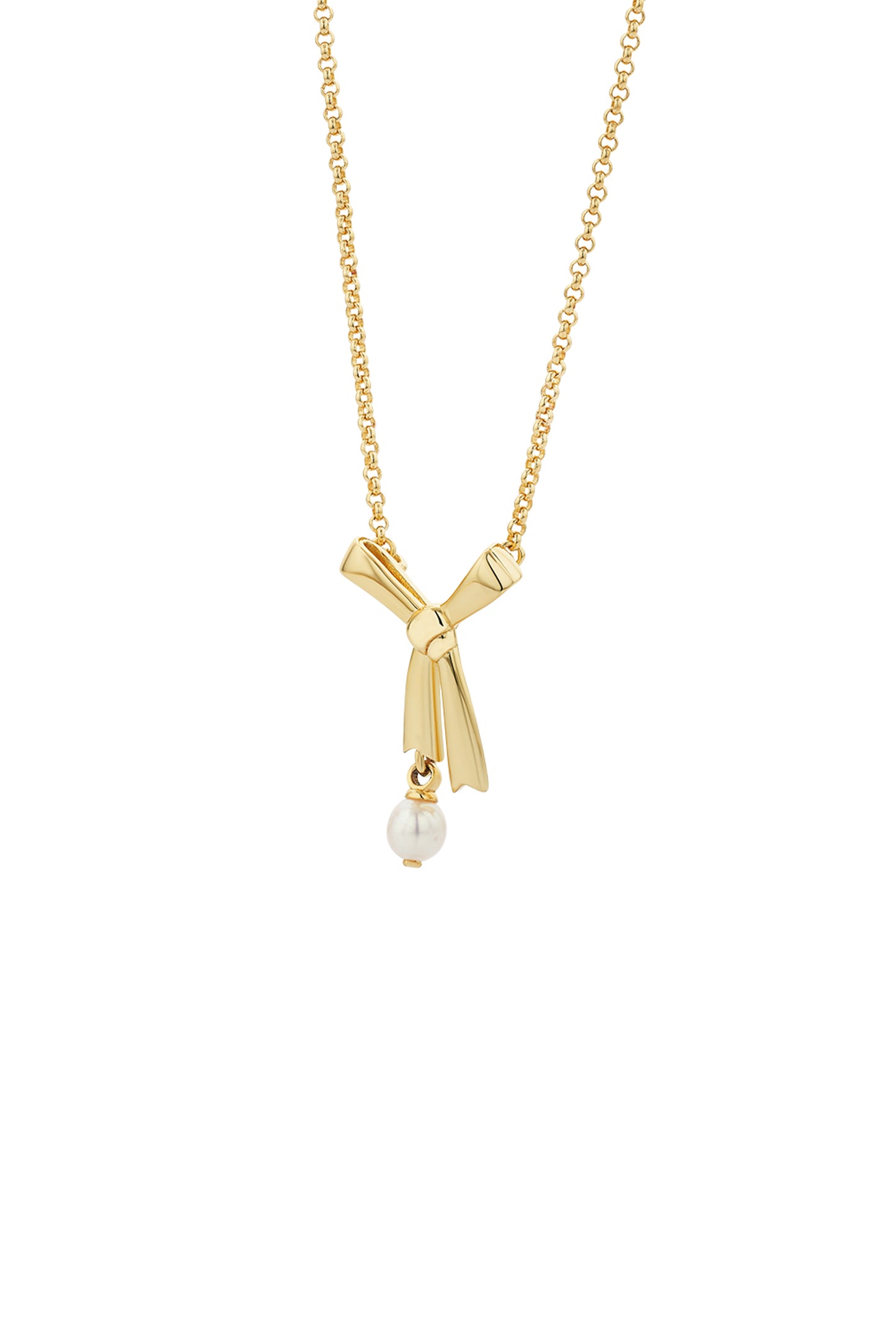 Pearl Bow Necklace Gold-Plated