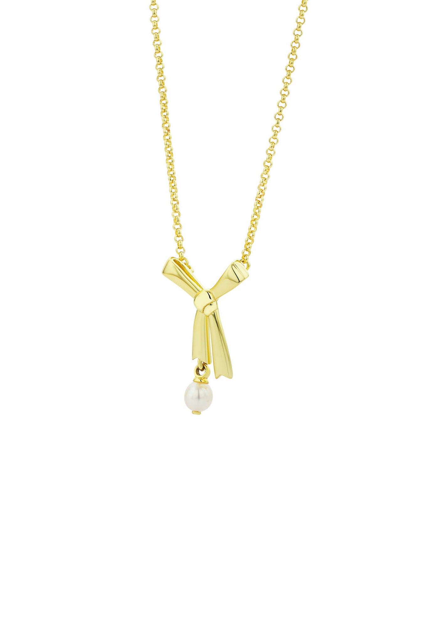 Pearl Bow Necklace Gold-Plated