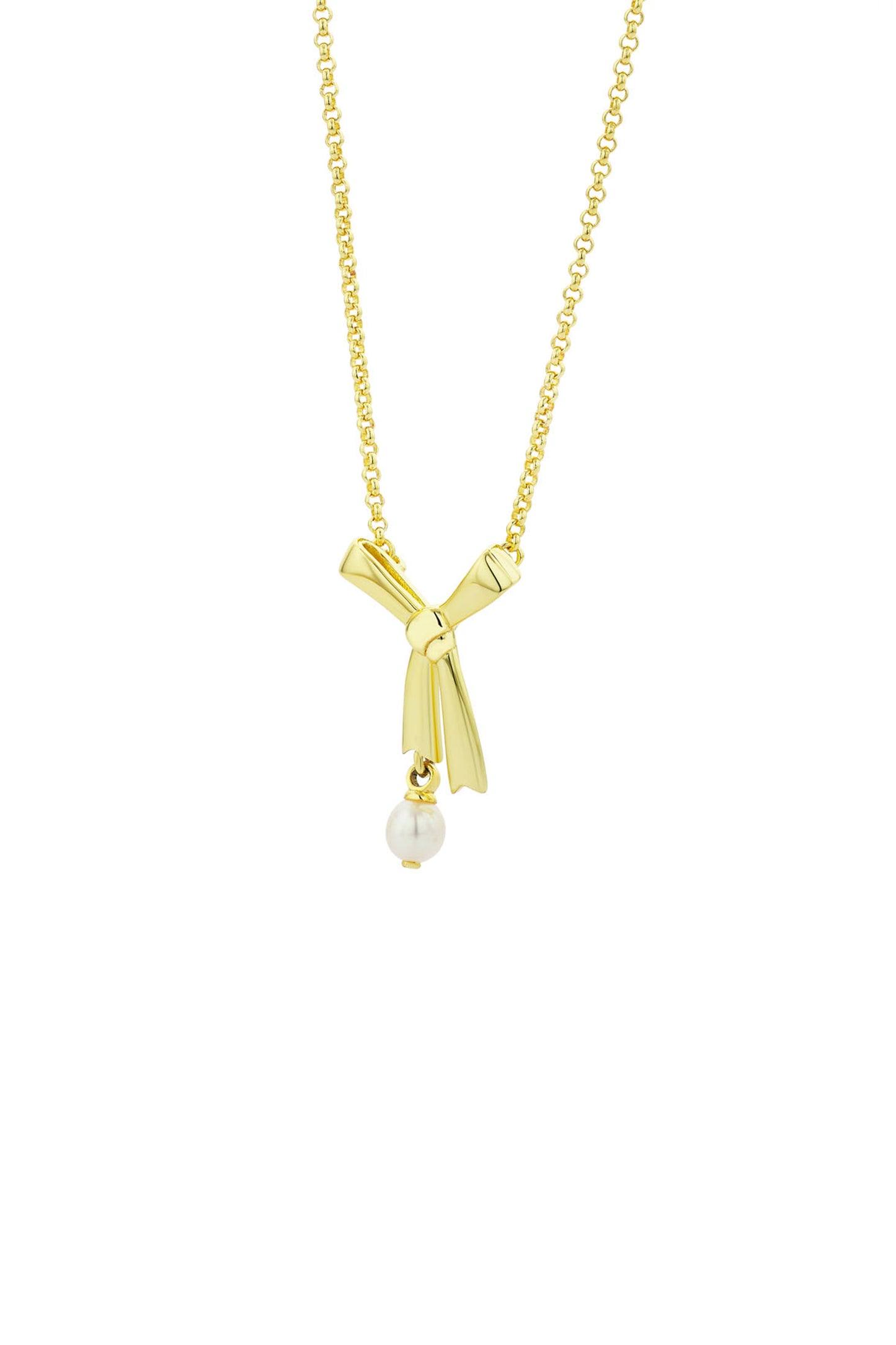 Pearl Bow Necklace Gold-Plated