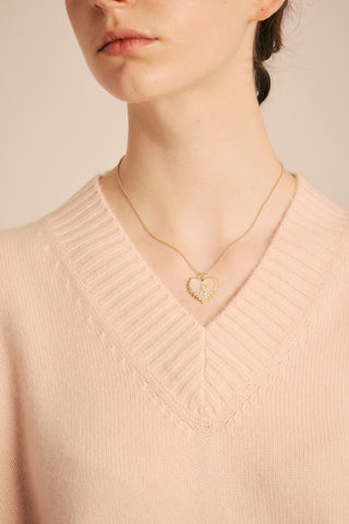 Runaway Flaming Mother Of Pearl Heart Necklace Gold