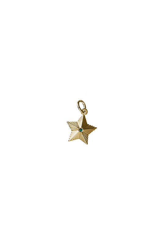 Victory Star Charm with 1X1.75mm Biron Emerald Gold