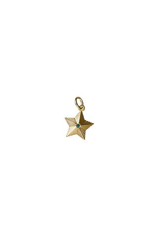 Victory Star Charm with 1X1.75mm Biron Emerald Gold-Plated