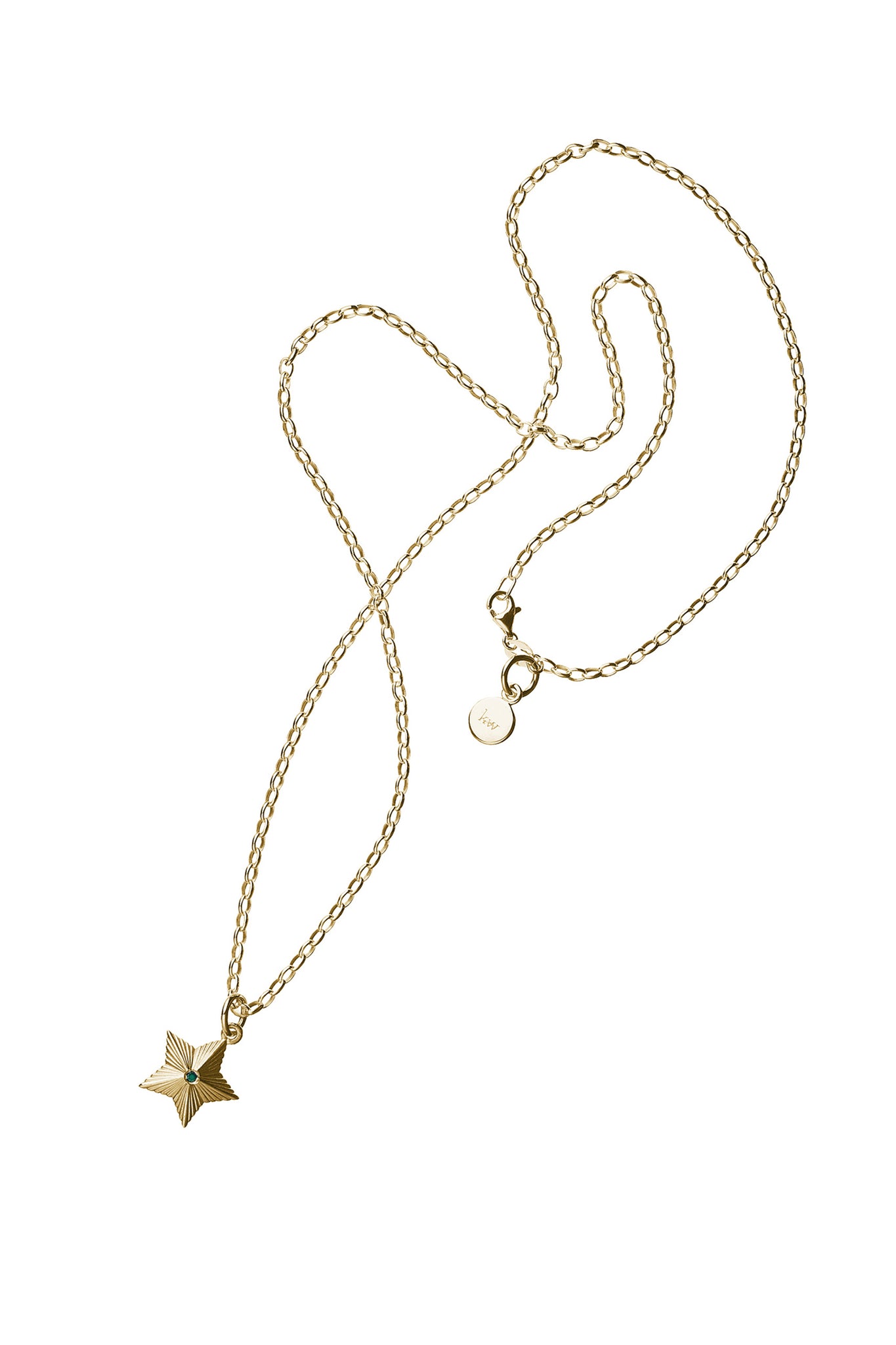 Victory Star Necklace with 1X1.75mm Biron Emerald Gold