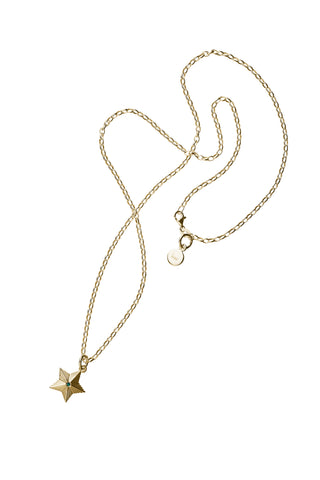 Victory Star Necklace with 1X1.75mm Biron Emerald Gold-Plated