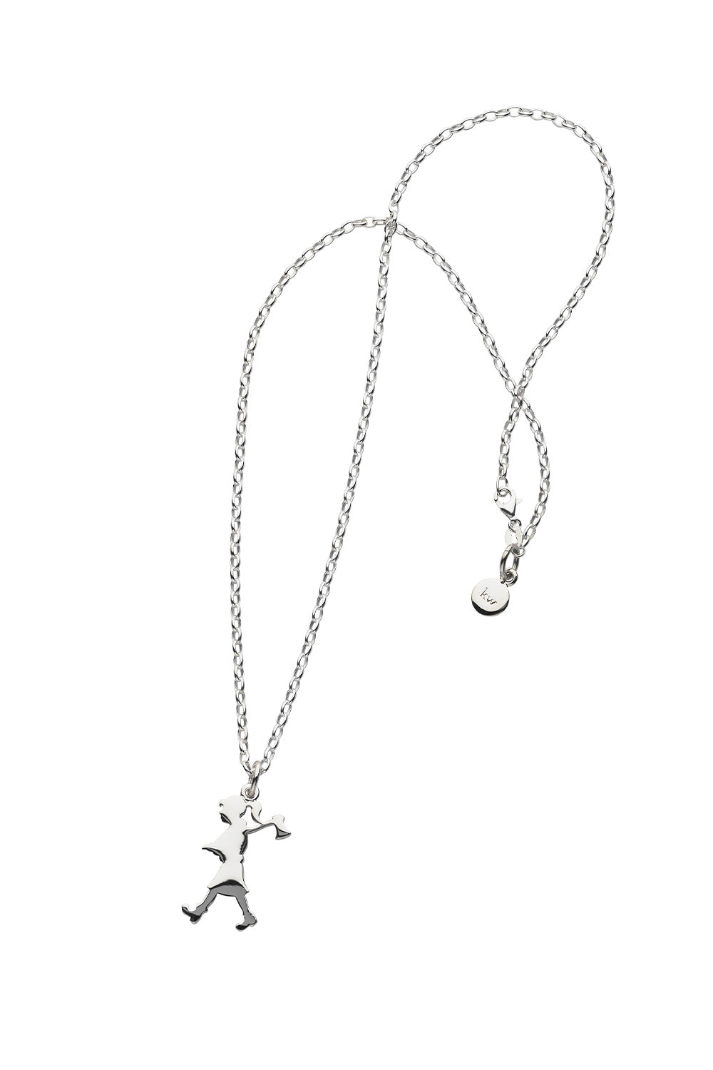 Girl with Axe Pendant Silver