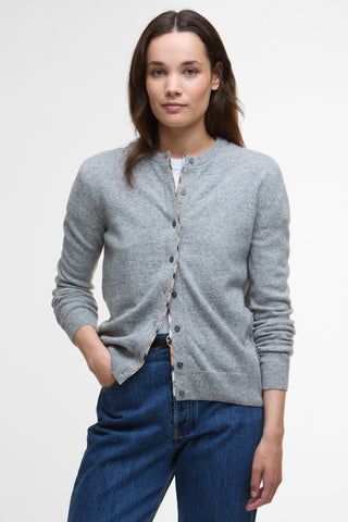 Pendle Knitted Cardigan Grey Marl/Hessian Tartan