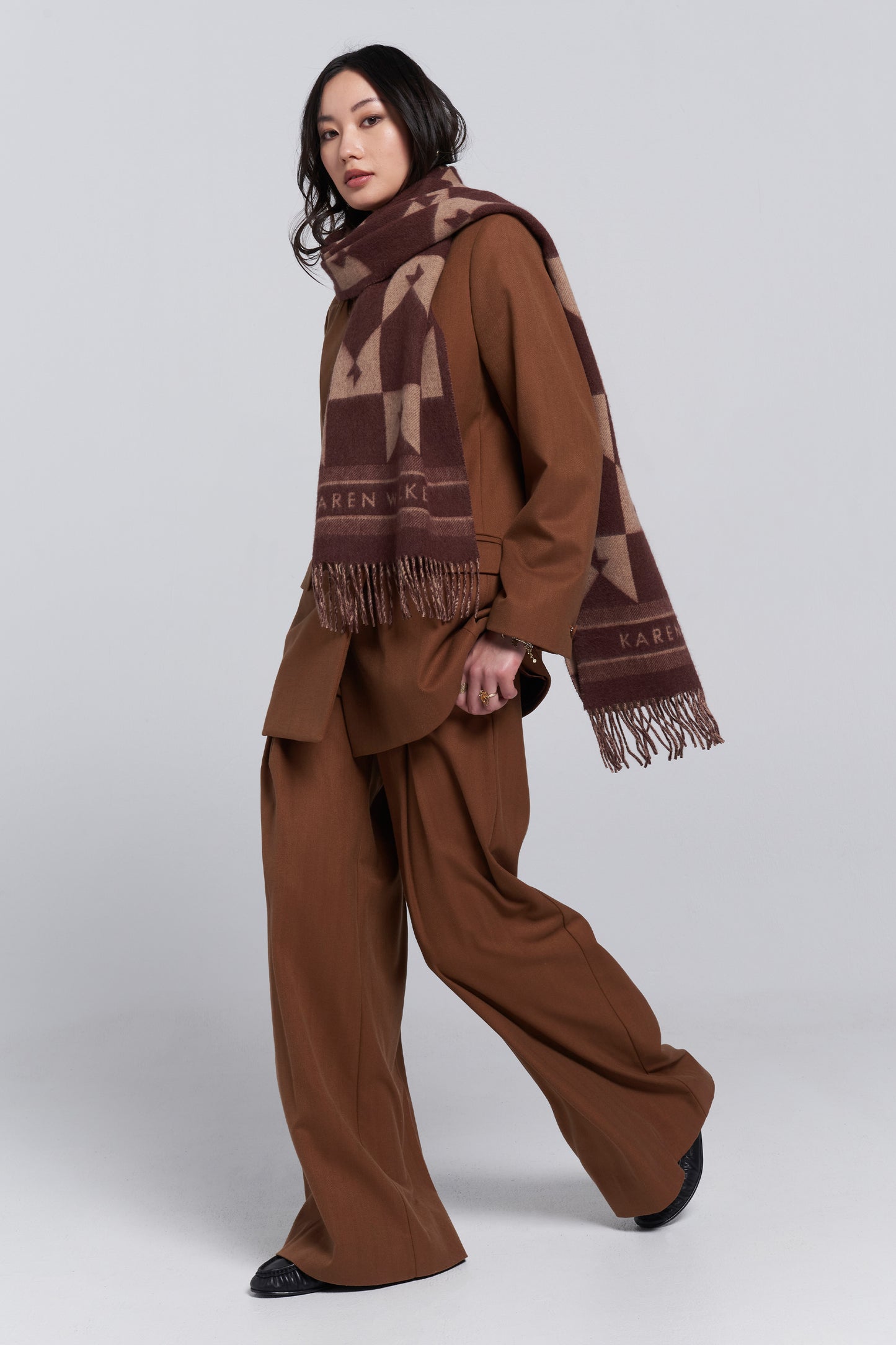 Monogram Jacquard Scarf Mahogany/Tan