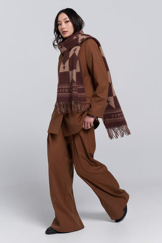 Monogram Jacquard Scarf Mahogany/Tan