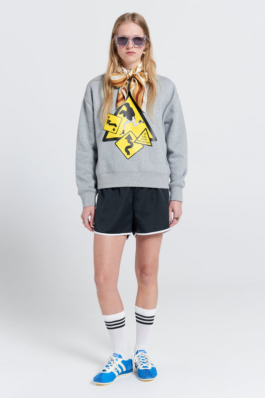 Life with Obstacles Crewneck Sweatshirt Grey Marle