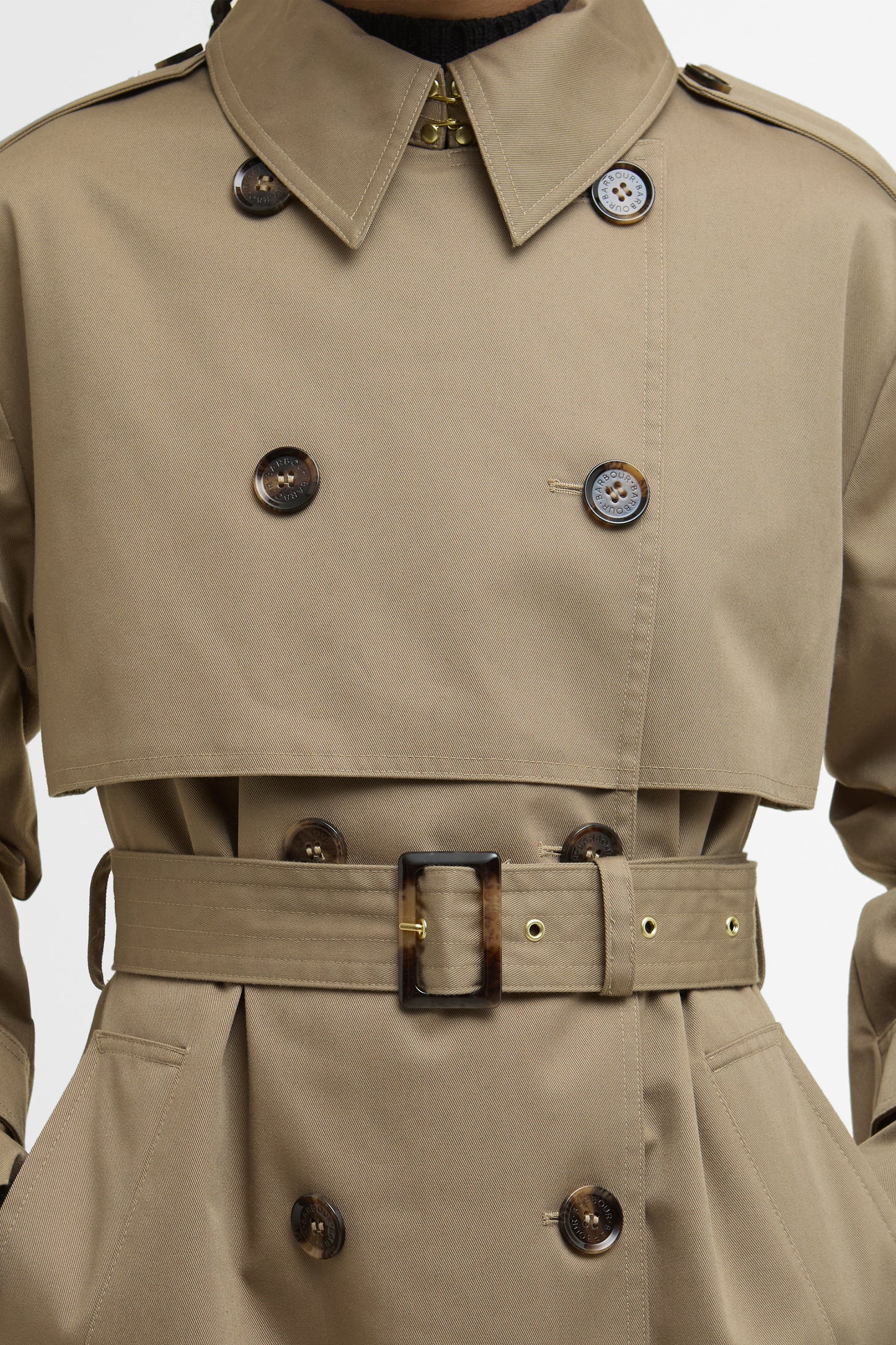 Aoife Trench Showerproof Military Brown/Hessian Tartan