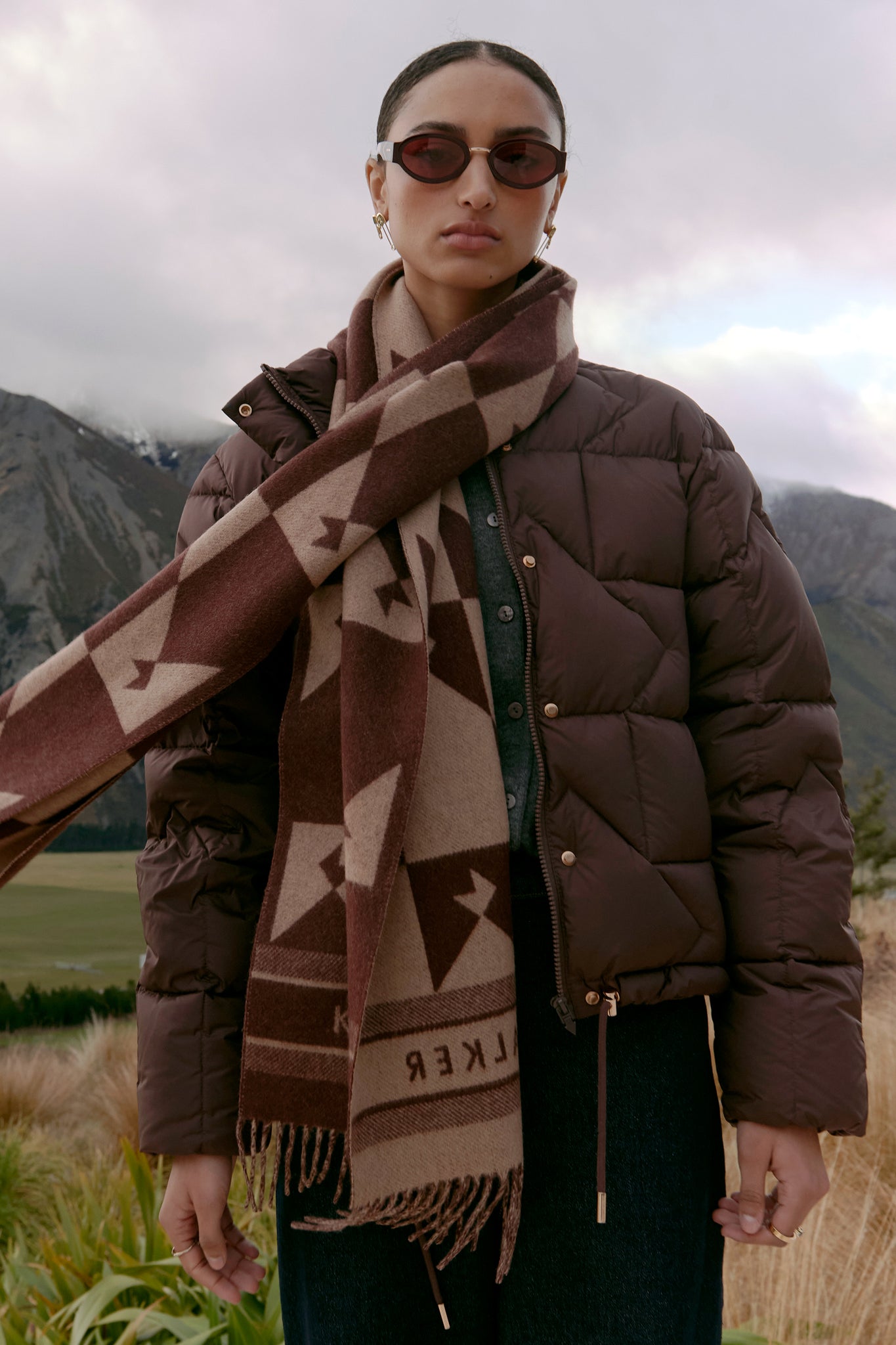 Monogram Jacquard Scarf Mahogany/Tan