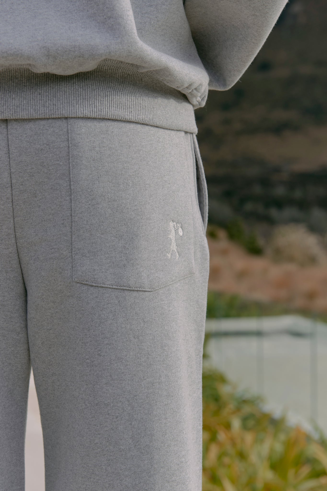 Pin Tuck Track Pants Grey Marle