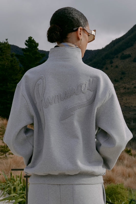 Runaway Scrawl Zip-Up Sweatshirt Grey Marle