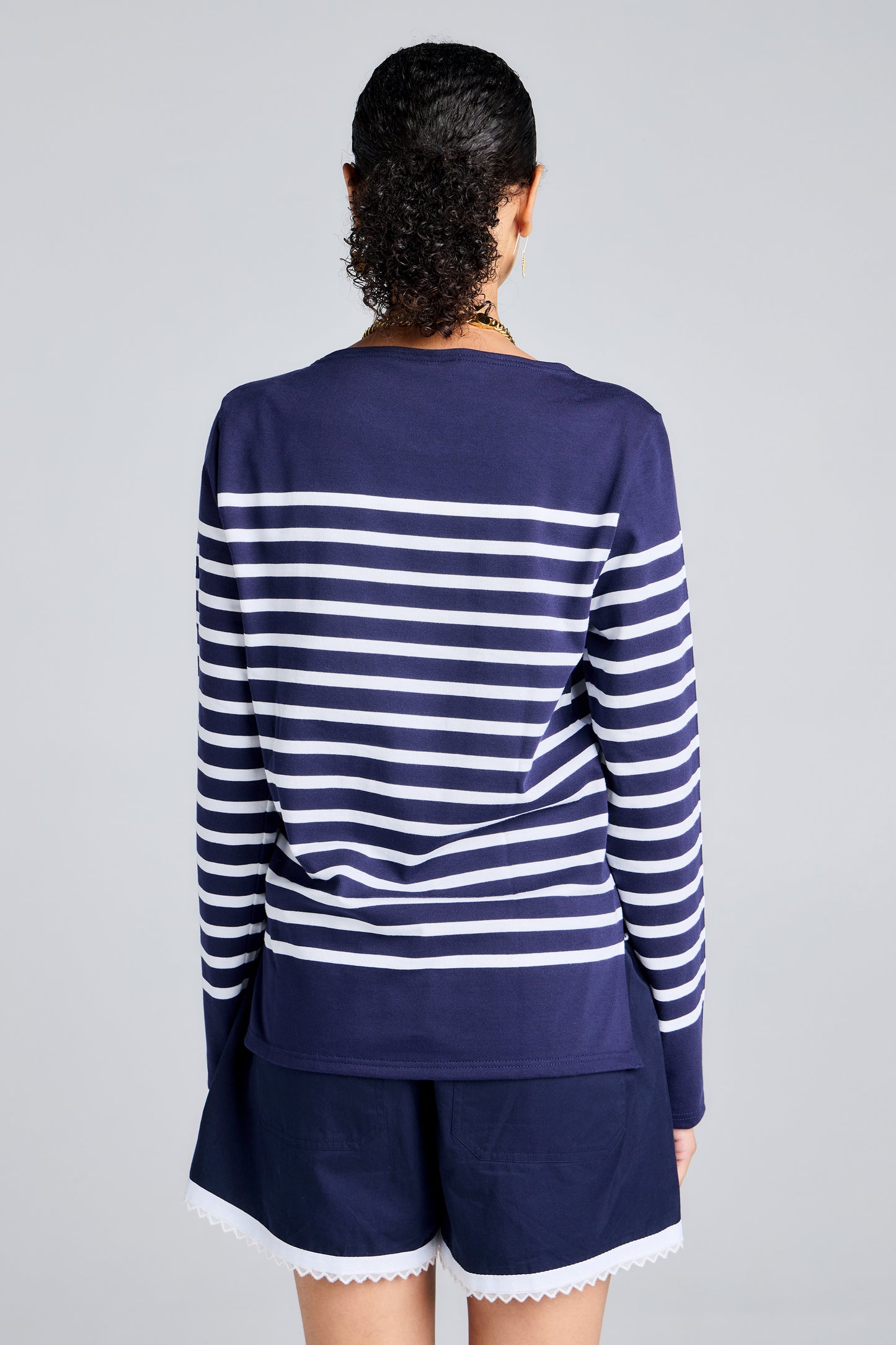 Naval Authentic Striped Sailor Shirt Neige/Marine