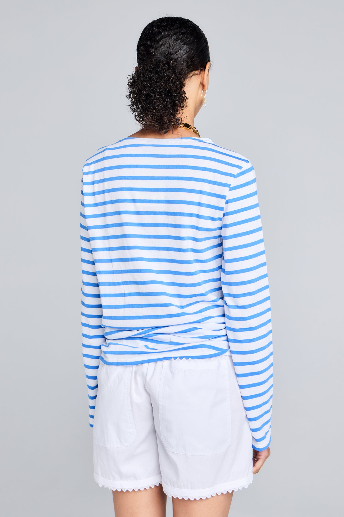 Minquiers Moderne Striped Sailor Shirt Neige/Mer