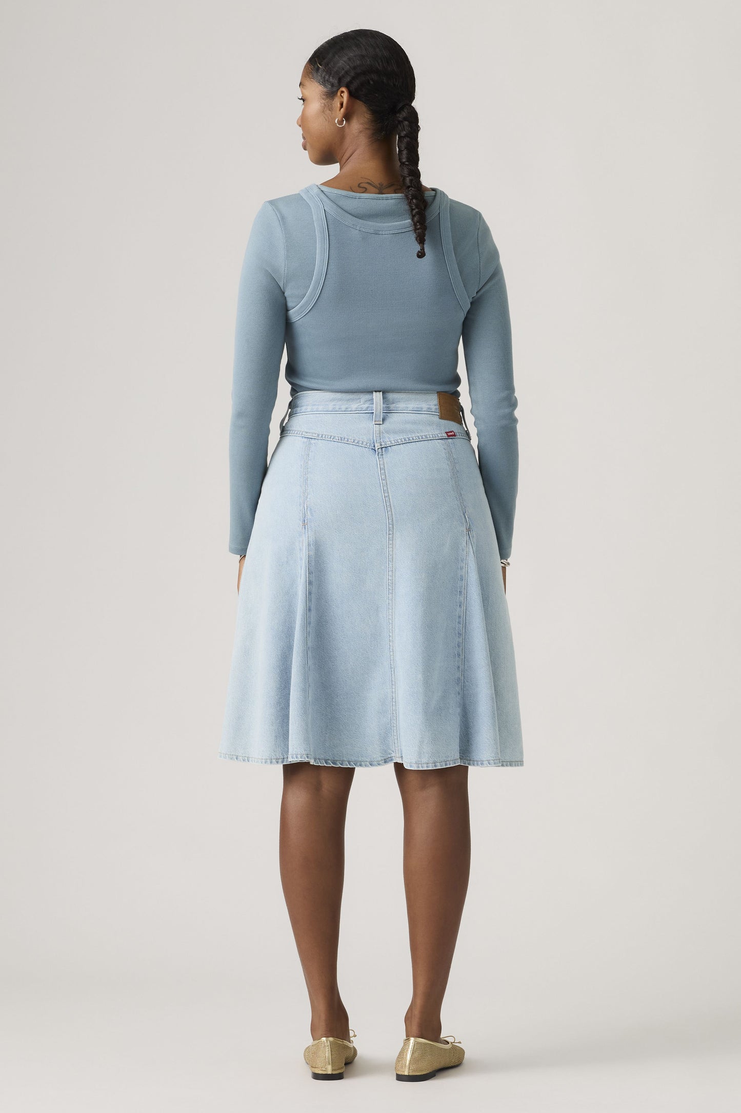 Godet Knee Length Skirt Of Course Stone