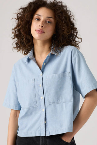 Harlie Short-Sleeve Cropped Shirt Brass Organ