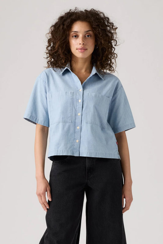 Harlie Short-Sleeve Cropped Shirt Brass Organ
