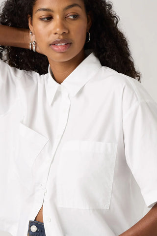 Harlie Shart-Sleeve Cropped Shirt Bright White