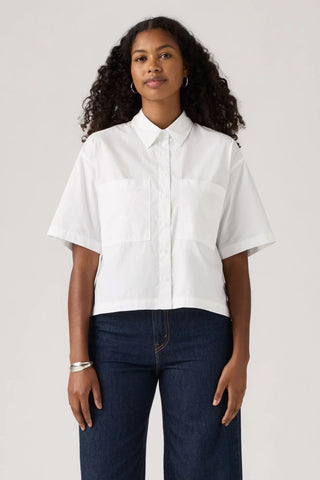 Harlie Shart-Sleeve Cropped Shirt Bright White