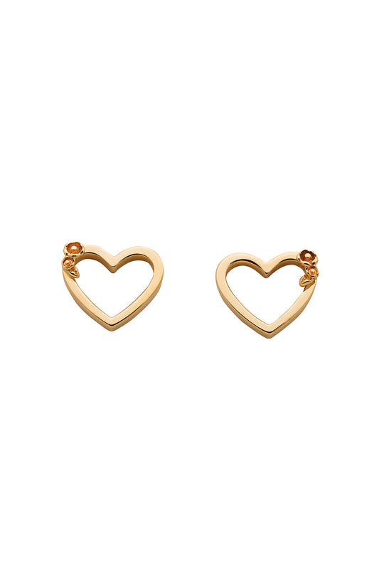 Botanical Heart Studs Gold