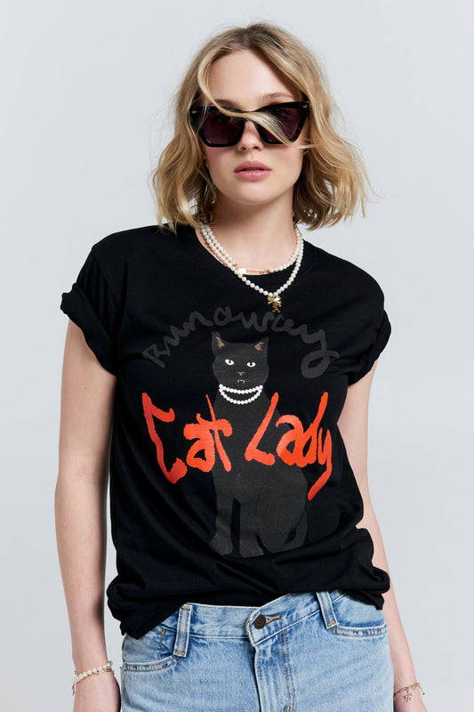 Cat Lady Organic Cotton T-Shirt Black