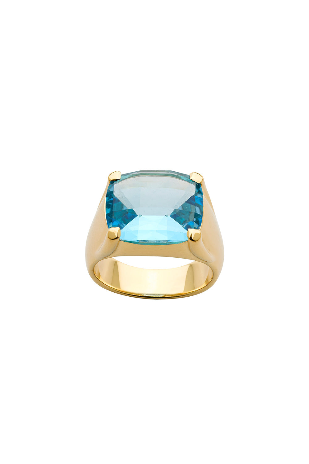 Chequerboard Ring 14 x 12mm Gold & Topaz