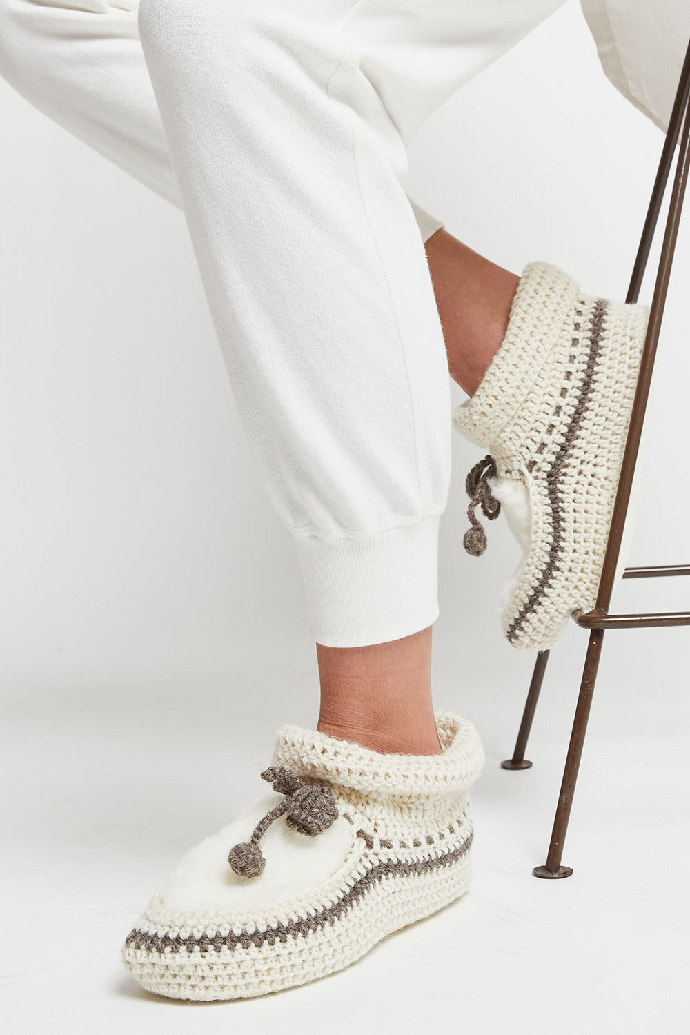 Crochet Slipper Cream