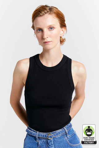 Cotton Ribbed Singlet Black