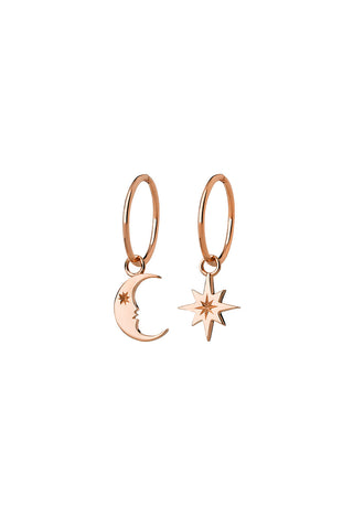 Crescent Moon and Star Sleepers Rose Gold