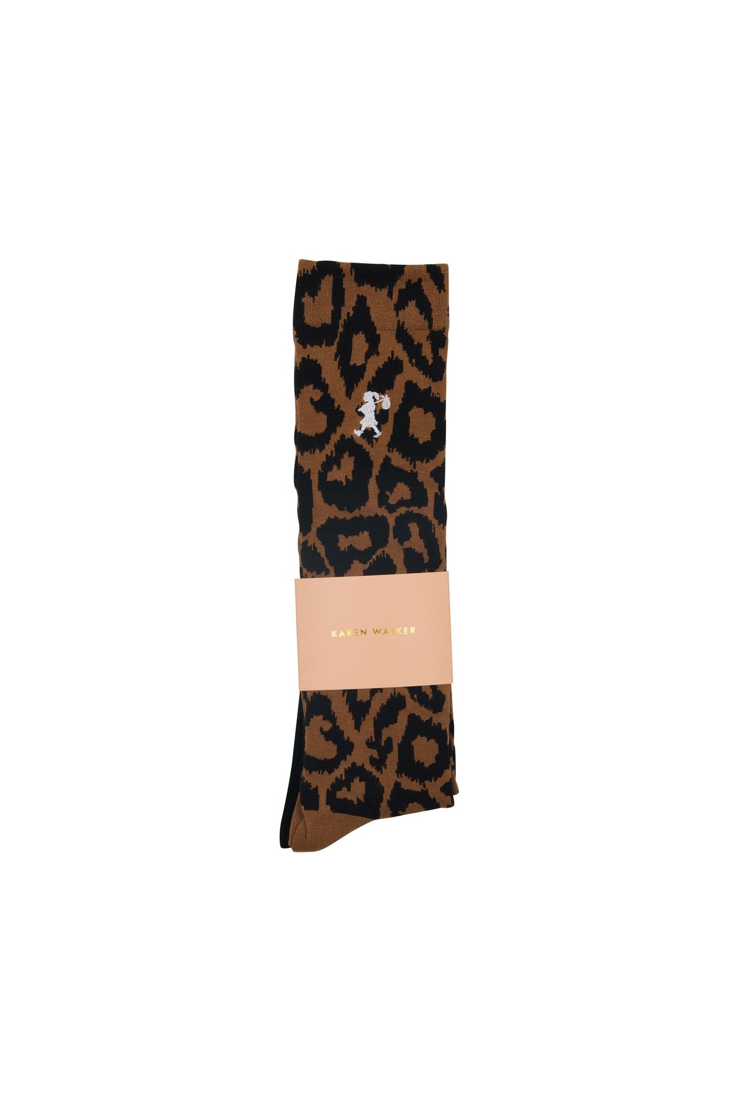 Leopard Kneehigh Socks 2 Pack Tan/Black