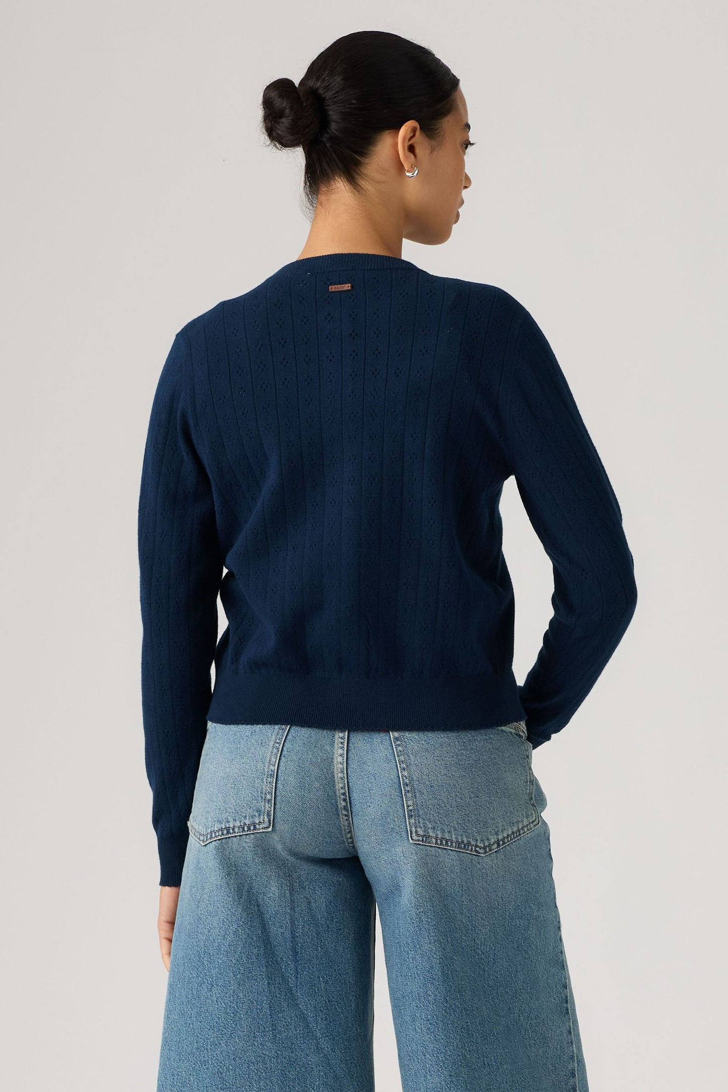 Super Soft Crewneck Cardi Pointelle Navy Pointelle Navy