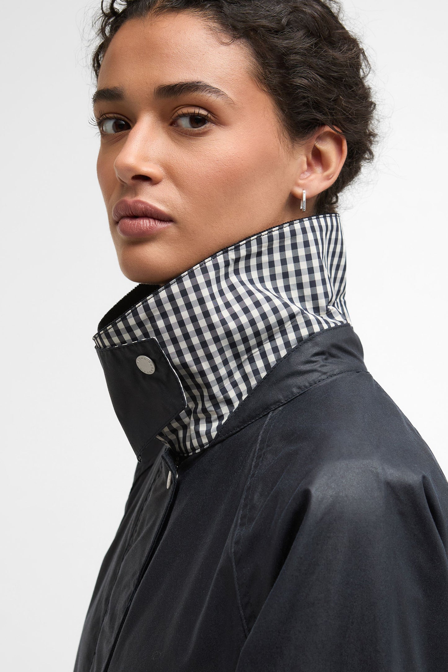 Wren Wax Jacket Royal Navy/Navy Gingham Check