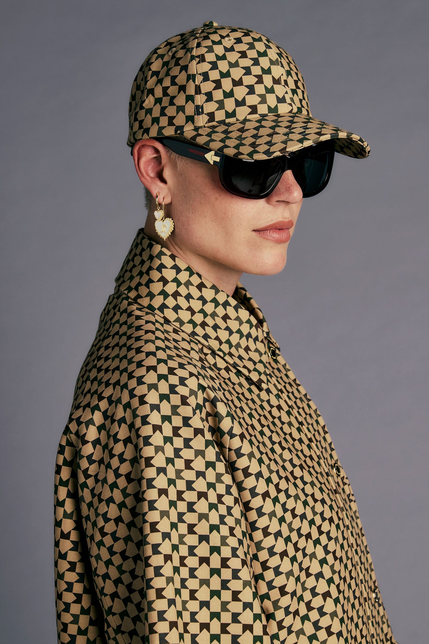 Monogram Check Cap Tan Multi