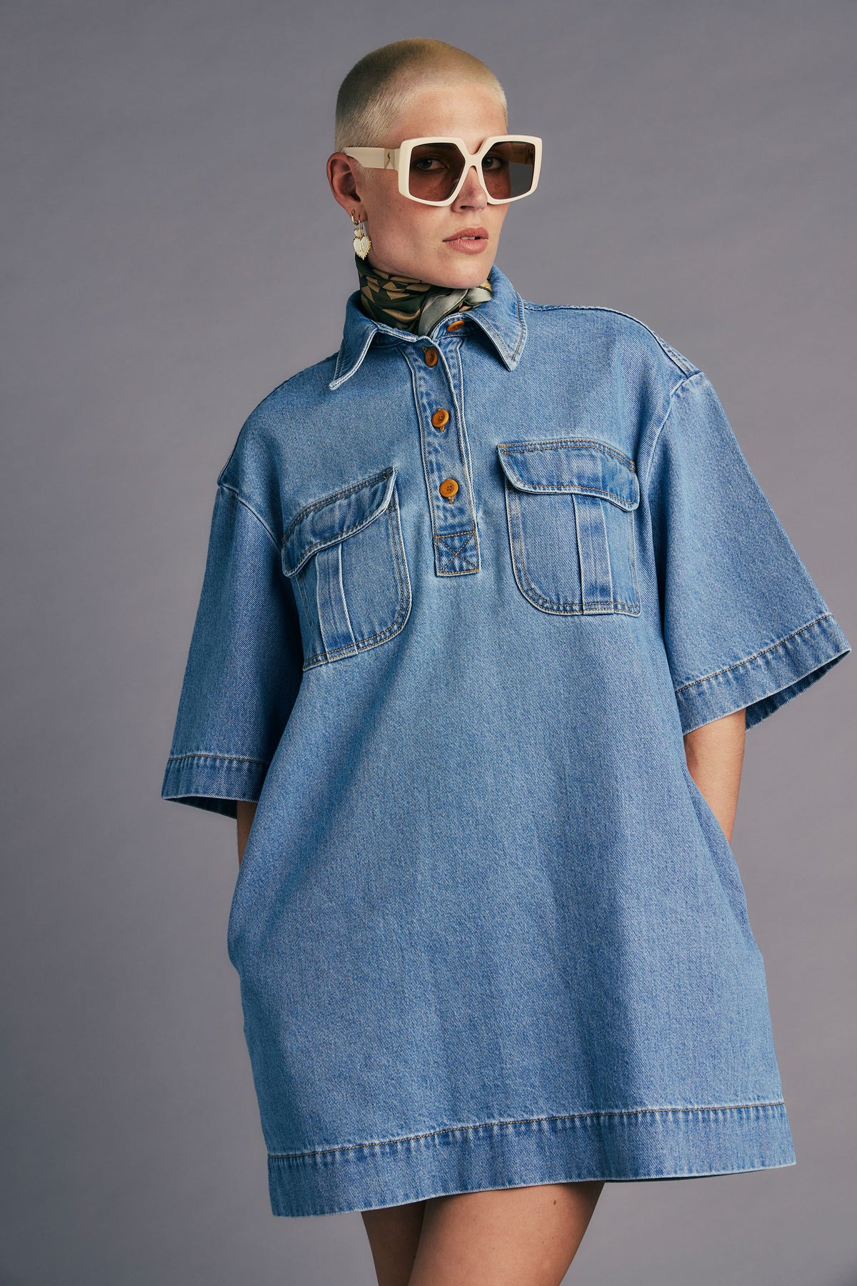 Traveller's Shirt Dress Light Blue