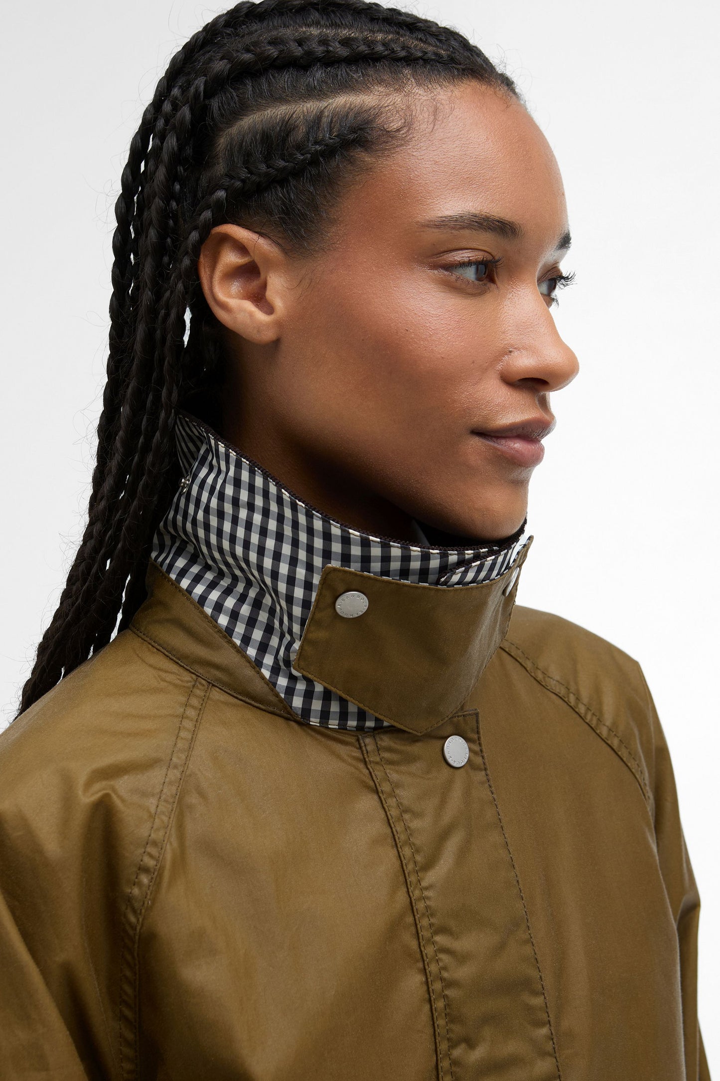 Wren Wax Jacket Sand/Navy Gingham Check
