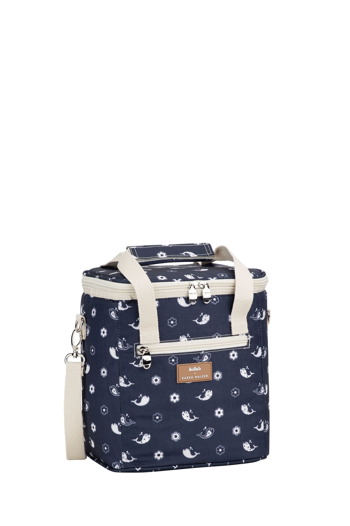Mini Cooler Floral Whale Navy